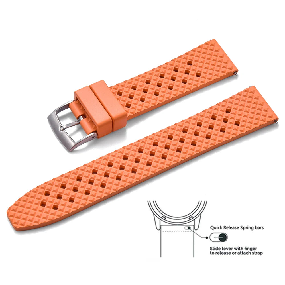 Nouveau bracelet en caoutchouc FKM fluoré nid d'abeille conçu 20mm 22mm bracelets de montre à dégagement rapide pour bracelet de remplacement de montre SRP777J1