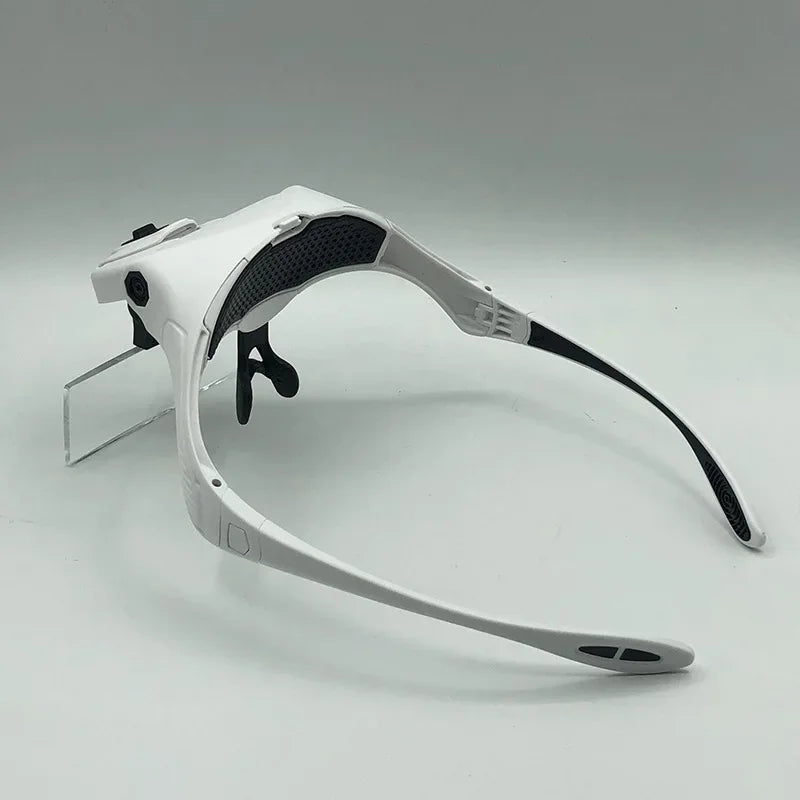 Magnifying Glass with LED Light for Jewelers, Instrument for Repairing Glasses or Optical Lenses, or Watches and Jewelry, Wearable on the Head