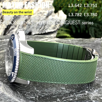 Cinturino per orologio in caucciù naturale, 21mm 19mm 20mm, per Longines Hydroconquest L3 39mm/41mm/43mm, quadrante per orologio, cinturino in silicone da immersione