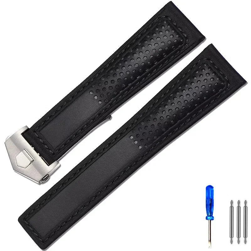 OZE - Racing leather watch strap for Tag Heuer Carrera - Monaco F1, 3/4, 22mm