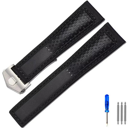 OZE - Bracelet de montre Racing en cuir pour Tag Heuer Carrera - Monaco F1, 3/4, 22mm