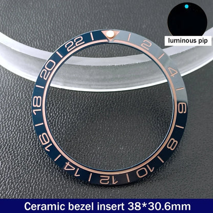 38mm x 30.6mm Sloped Ceramic Bezel GMT and Diving Watch Insert for 40mm Men's Watch Replacement Watch Bezel Inserts