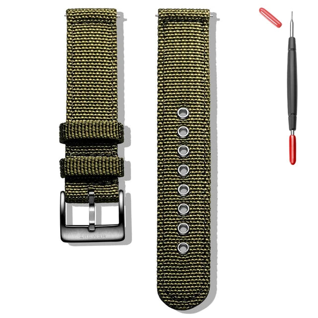 Hemsut - Breathable Waterproof Military Watch Straps, Nylon Watch Bands, Quick Release Movement, High Quality, 18mm, 20mm, 22mm, 24mm