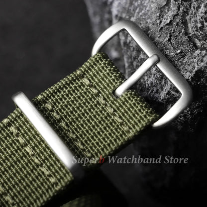 18mm 19mm 20mm 22mm New Ribbed Nylon Watch Strap Green Black Military Watchband for Seiko Army Sport Replacement Belt Strap