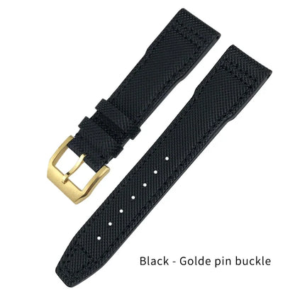 Bracelet de montre en Nylon et cuir de vache, 20mm 21mm, gaufrage en cuir véritable, vert et bleu, remplacement pour accessoires de la série pilote IWC