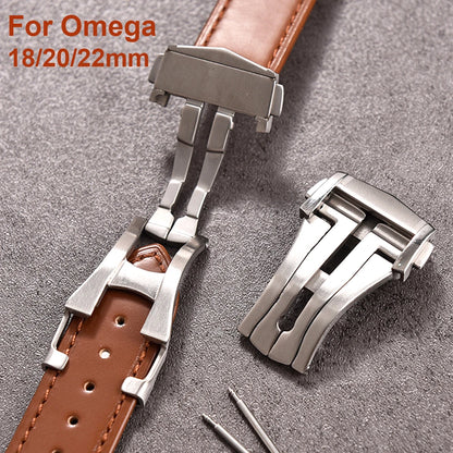 Fermoir de déploiement Omega, 18mm 20mm 22mm, boucle pliante en acier inoxydable, papillon volant hippocampe 300, bouton de Super montre