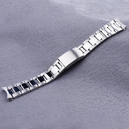 Cinturino per orologio da 19 mm, lucidatura argento, estremità curva e cava, stile Oyster, per SEIKO 5 SNXS73 75 77 79 80 81 SNFF05 SNXG47