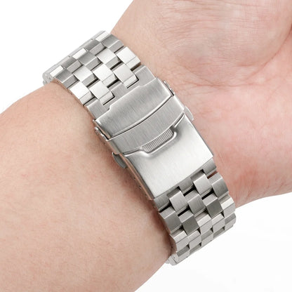 Solid Stainless Steel Watch Bracelet for Men and Women, 18mm 20mm 22mm 24mm, Silver Brushed Metal Accessories