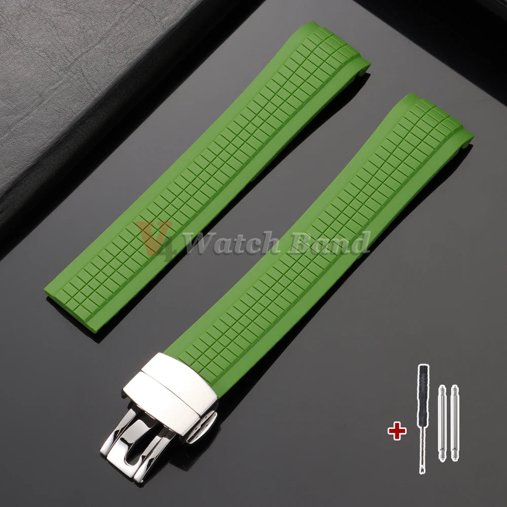 Cinturino per orologio in silicone resistente con estremità curve da 21 mm per Patek Philippe Grenade, cinturino in gomma antipolvere, serie Aquanaut 5164/5167