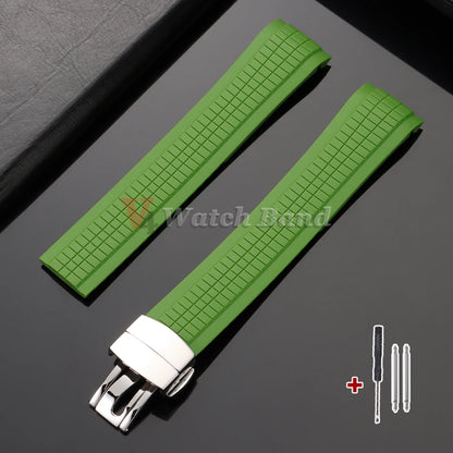 Cinturino per orologio in silicone resistente con estremità curve da 21 mm per Patek Philippe Grenade, cinturino in gomma antipolvere, serie Aquanaut 5164/5167