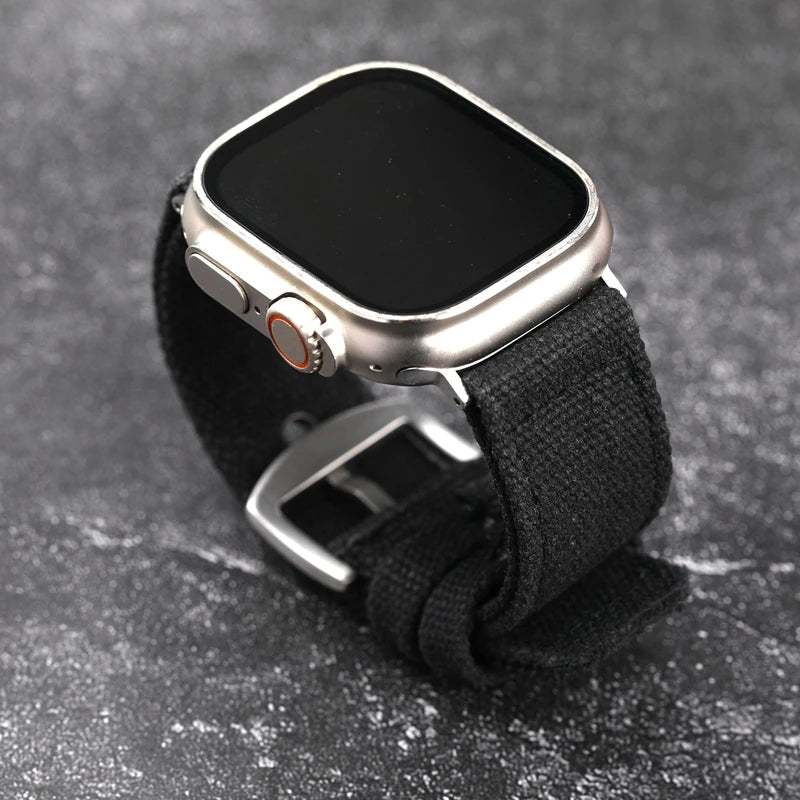 Cinturino doppio strato per Apple Watch Ultra 49MM 45MM 44MM, cinturino spesso verde nero stile robusto da uomo