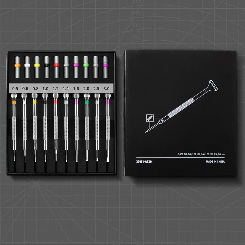 Jeu de tournevis de précision 0.5-3.0mm, Kit d'outils de réparation de montres, tournevis pour montres, lunettes, outils d'horloger de téléphone portable 10 pièces