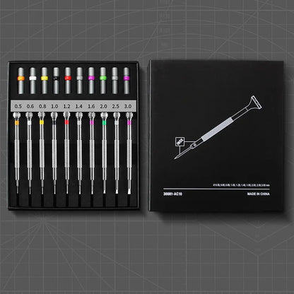 Nouveau jeu de tournevis de montre de précision 10 pièces 0.5-3.0mm tournevis à main monobloc Phillips pour montres lunettes outils d'horloger