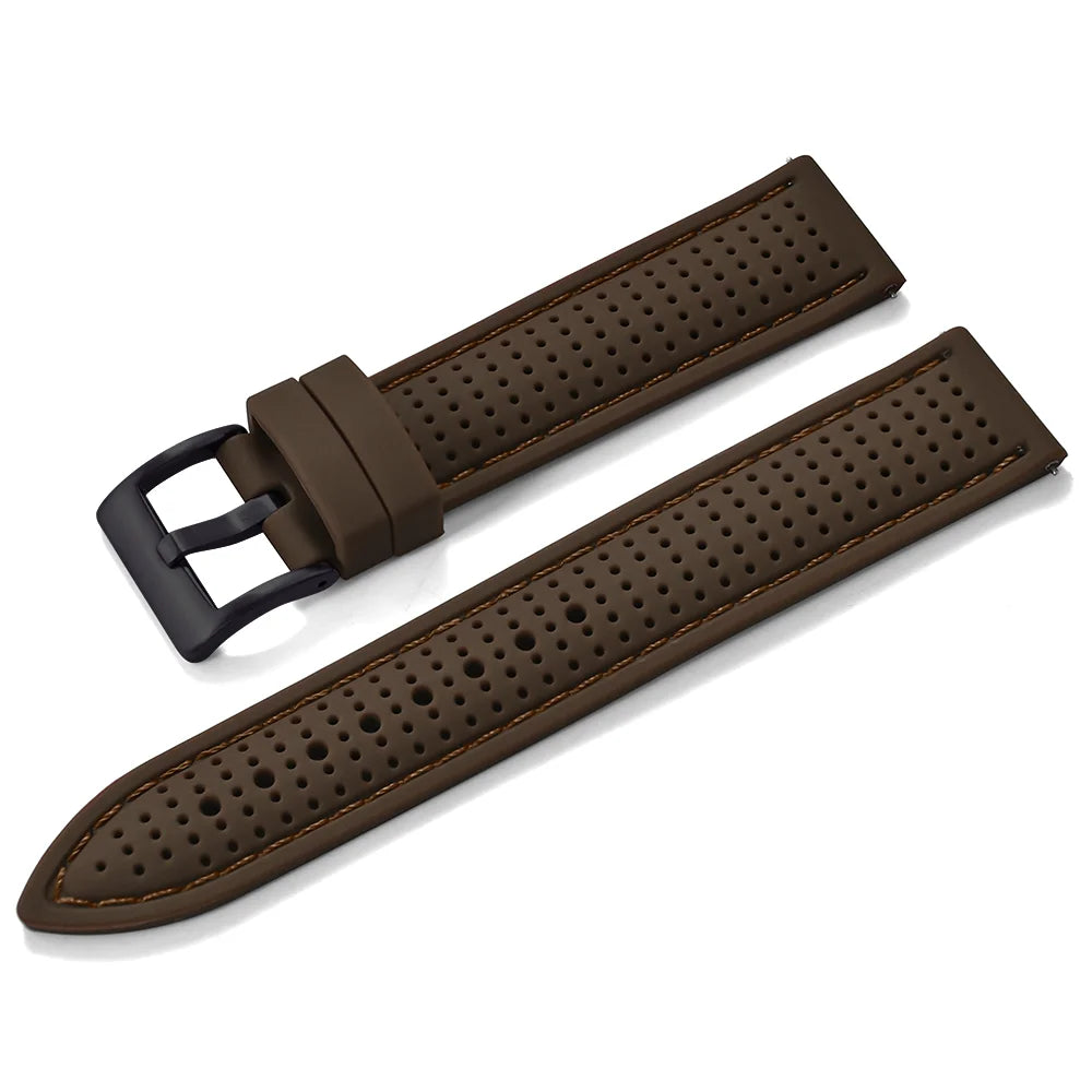 Bracelet de montre sport en silicone à dégagement rapide - Bracelet en caoutchouc souple respirant et imperméable, ajustement universel 18 mm 20 mm 22 mm pour hommes et femmes