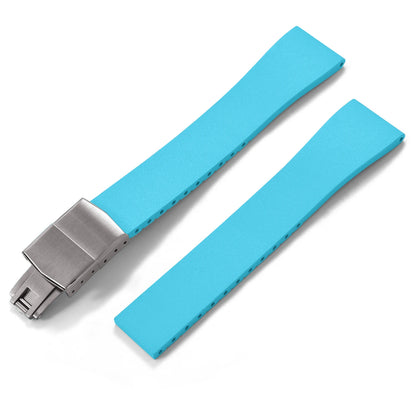 New CTS Fluororubber FKM Watch Straps 16mm 18mm 19mm 20mm 21mm 22mm Cut-to-Size Quick Release Butterfly Silver Buckle Watch Straps