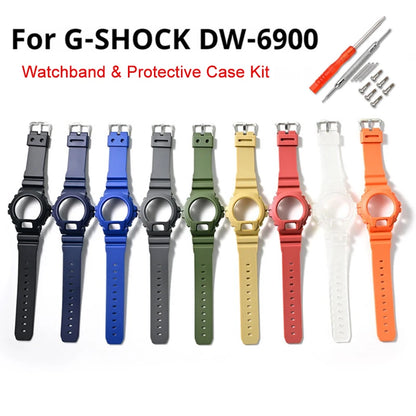 Cinturino sportivo in resina TPU per Casio G-SHOCK DW-6900 DW-6600 DW-3230, cinturino in gomma impermeabile da uomo, kit di ricambio con custodia protettiva
