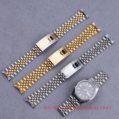 Bracciale orologio 19mm argento oro, anse ricurve, maglie cave a vite, solido, stile Jubilee, per Seiko 5 SNXS73 75 7SNXS80 SNXS81 SNXF05 SNXG47