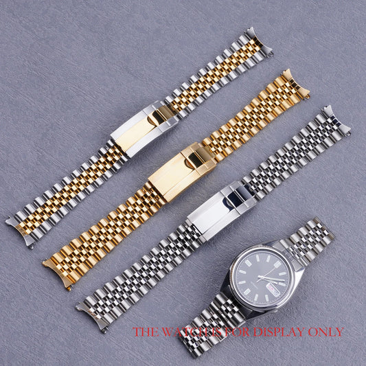 Bracciale orologio 19mm argento oro, anse ricurve, maglie cave a vite, solido, stile Jubilee, per Seiko 5 SNXS73 75 7SNXS80 SNXS81 SNXF05 SNXG47