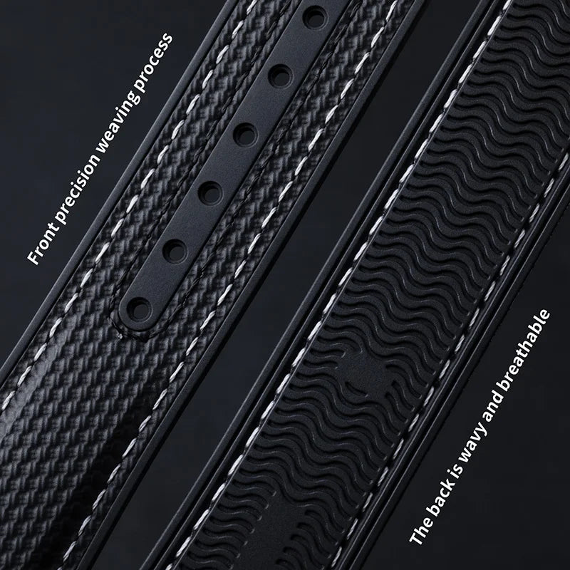 OZE - Cinturino in gomma da 21 mm per Omega - Motivo in tessuto - Curvo 