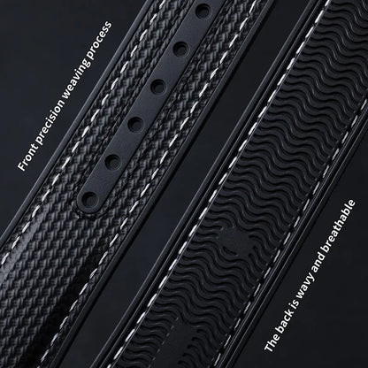 OZE - Cinturino in gomma da 21 mm per Omega - Motivo in tessuto - Curvo 