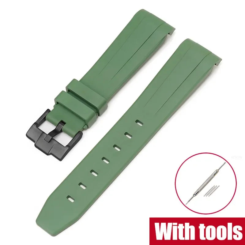FKM Fluororubber Watch Strap for Rolex for Omega x Swatch MoonSwatch 20mm Curved End Waterproof Sport Replace Watch Band