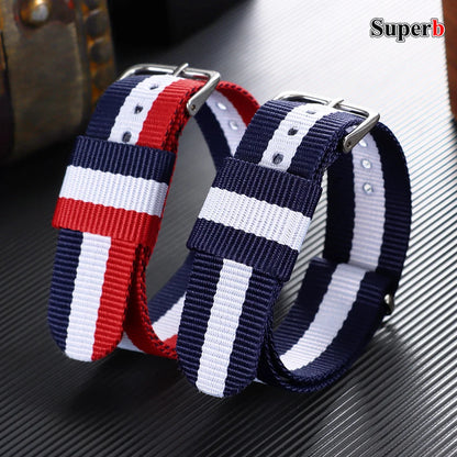 16/18/20mm Nylon Watch Band, Universal Canvas Strap for Men and Women, One-Piece Woven Bracelet
