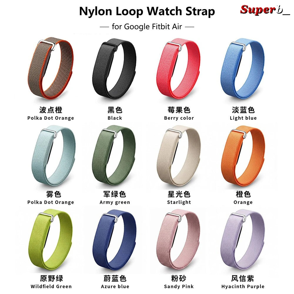 Bracelet de montre sport en nylon côtelé pour Google Fitbit Air, bracelet respirant pour hommes et femmes, accessoires de remplacement.