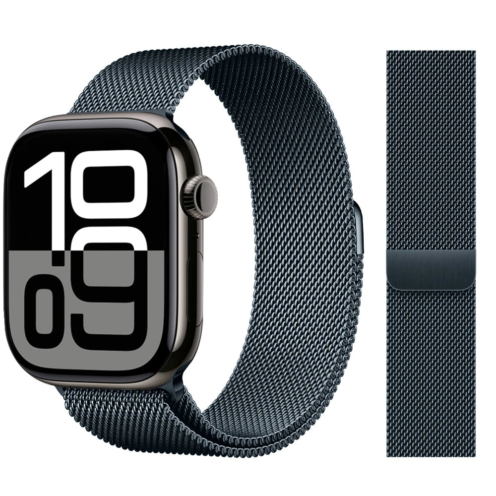 Apple Watch 米兰尼斯表带，46mm 44mm 45mm 40mm 42mm 41mm，适配 iWatch 系列 11 10 9 8 SE 7 6 Ultra 3 2