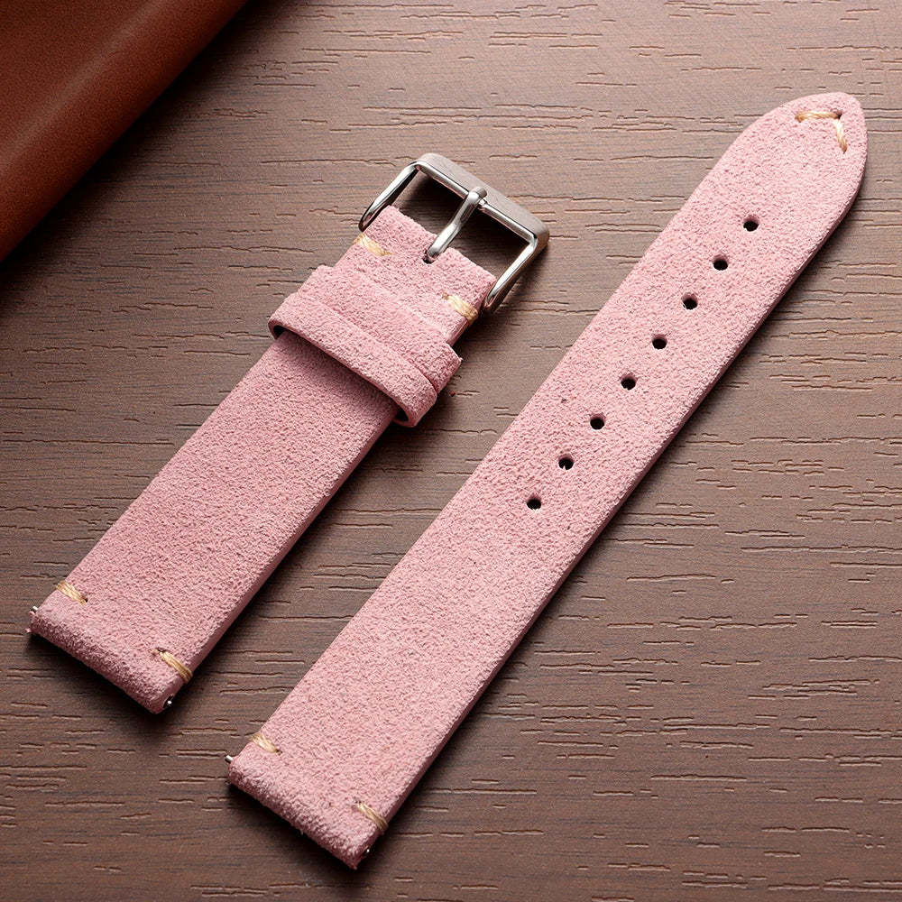 Bracelet de montre Vintage en cuir suédé, bracelet de montre en cuir de veau à dégagement rapide, 14/16/18/19/20/21/22mm, bracelet de remplacement avec boucle ardillon
