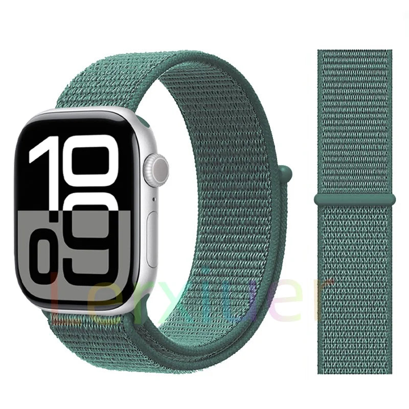 适用于 Apple Watch 46mm 44mm 45mm 40mm 41mm 42mm 的尼龙回环表带，适配 iWatch 系列 11 10 9 SE 8 7 6 5 4 Ultra 3 2 49mm