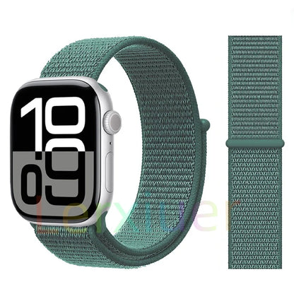 适用于 Apple Watch 46mm 44mm 45mm 40mm 41mm 42mm 的尼龙回环表带，适配 iWatch 系列 11 10 9 SE 8 7 6 5 4 Ultra 3 2 49mm