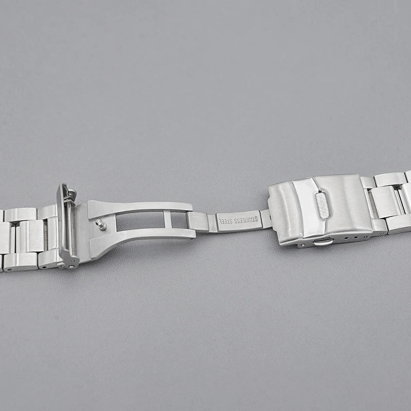 Cinturino per orologio Samurai King, chiusura deployante, in acciaio inossidabile, compatibile con casse Samurai King, cinturino solido con estremità curva