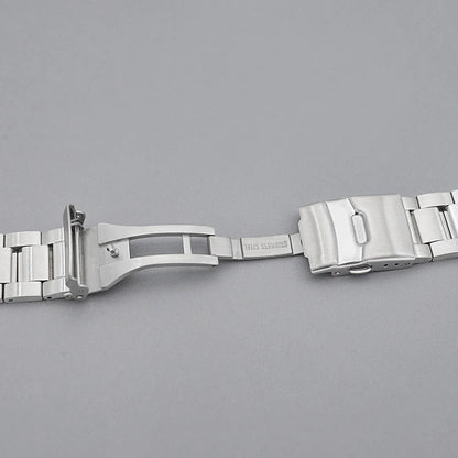 Cinturino per orologio Samurai King, chiusura deployante, in acciaio inossidabile, compatibile con casse Samurai King, cinturino solido con estremità curva