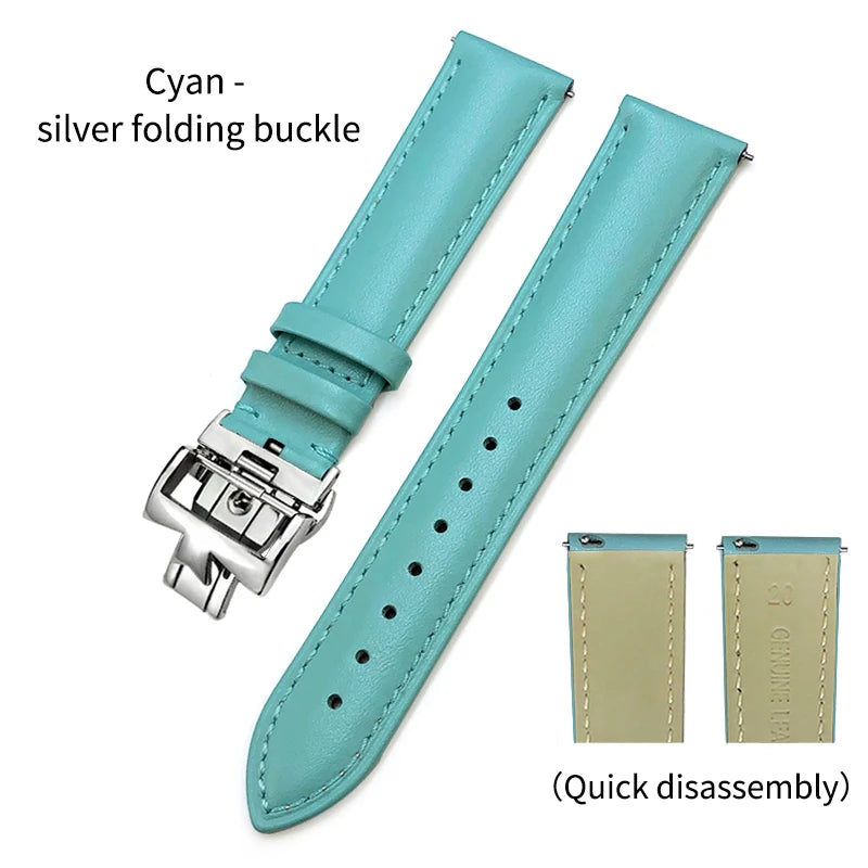 Bracelet de montre en cuir véritable à dégagement rapide 19mm 20mm 21mm 22mm pour Vacheron Constantin Patrimony VC, bracelet noir avec boucle pliable