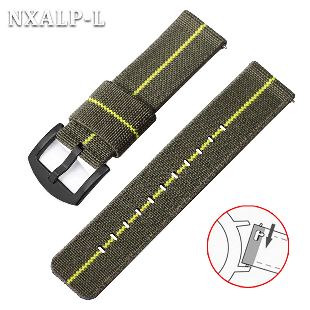 18mm 20mm 22mm 24mm Nylon Elastic Watch Strap Army Woven For Seiko Bracelet Military Sport Watch Band For Men Quick Release