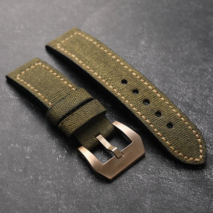 Bracelet de montre en toile bronze fait main pour homme, bracelet de style vintage, martelé, structuré, épais, noir, vert, 20mm, 22mm, 24mm, 26mm
