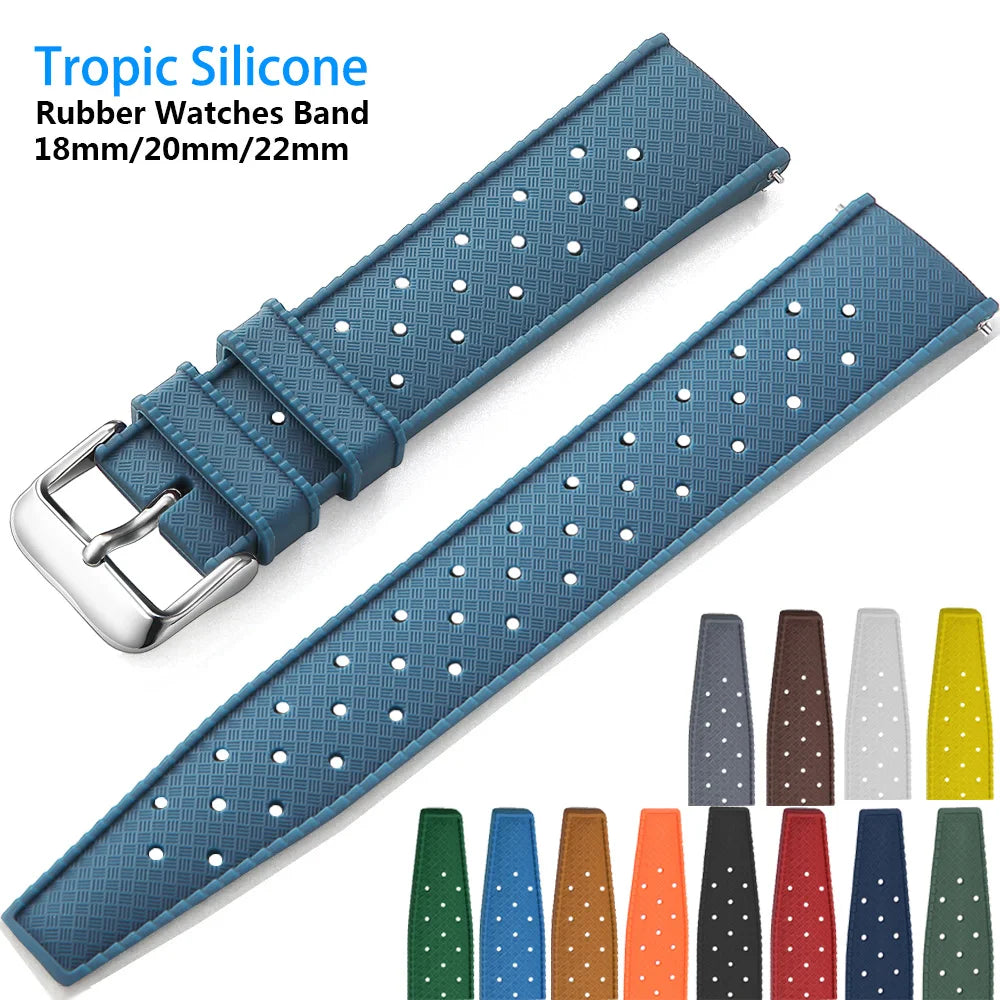 Bracelet de montre en Silicone Tropical bracelet de montre à dégagement rapide 18mm 20mm 22mm bracelet de montre intelligente Tropic en caoutchouc pour Oris Seiko Citizen