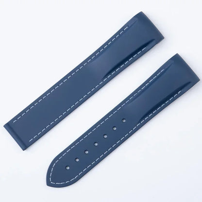Bracelet de montre en caoutchouc FKM Fluororubber 19/20/21/22 mm à extrémités courbées pour Omega Strap 300 SEAMASTER 600 Planet Ocean Speedmaster