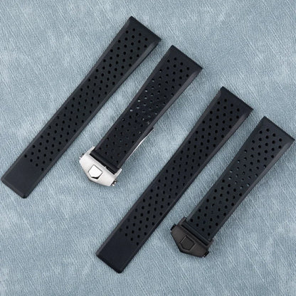 Quality 22mm watch strap for TAG, for HEUER CARERA AQUARACER, soft black rubber watch bands, universal parts for wrist straps