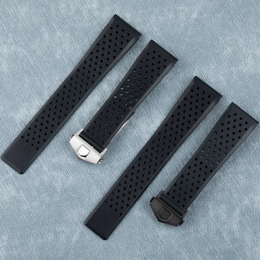 Cinturino per orologio di qualità 22 mm per TAG, per HEUER CARRERA AQUARACER, cinturini per orologio in gomma morbida nera, parti universali per cinturini da polso