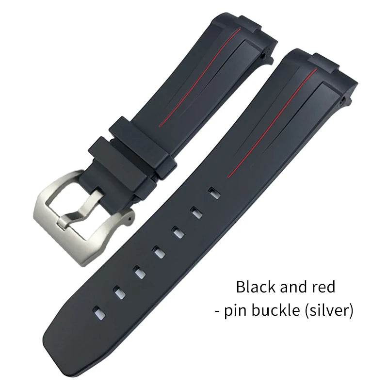 Bracelet de montre en caoutchouc naturel à extrémité incurvée de 24mm, pour Panerai LUMINOR SUBMERSIBLE PAM, en Silicone, étanche, boucle papillon