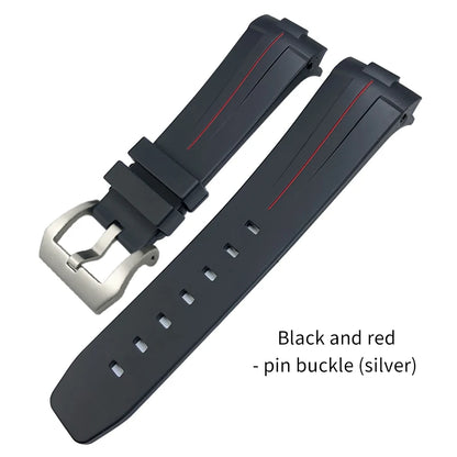 Bracelet de montre en caoutchouc naturel à extrémité incurvée de 24mm, pour Panerai LUMINOR SUBMERSIBLE PAM, en Silicone, étanche, boucle papillon