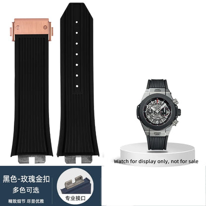 Cinturino per orologio Hublot Big Bang da uomo, cinturino in gomma fluorurata, giunto in acciaio inossidabile, a sgancio rapido, 411, 411, 421