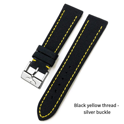 Nylon Canvas Watch Strap, 22mm, for Breitling HMGER Challenger, black, green, gray, yellow, high quality