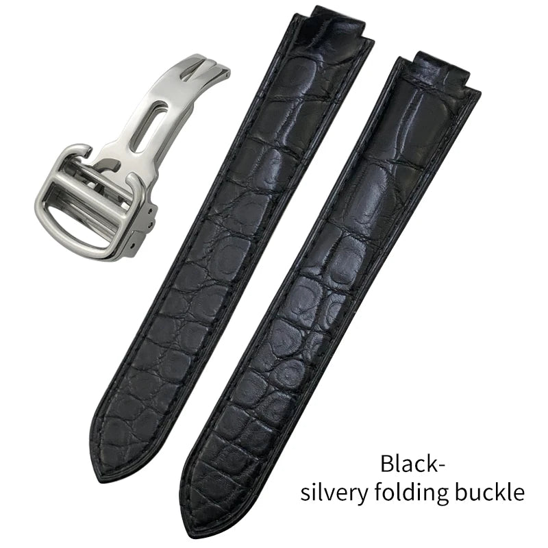 Bracelet de montre en cuir véritable pour Cartier Ballon Wiltshire u de Cartier, peau de crocodile, noir, marron, 14mm, 16mm, 18mm, 20mm, 22mm