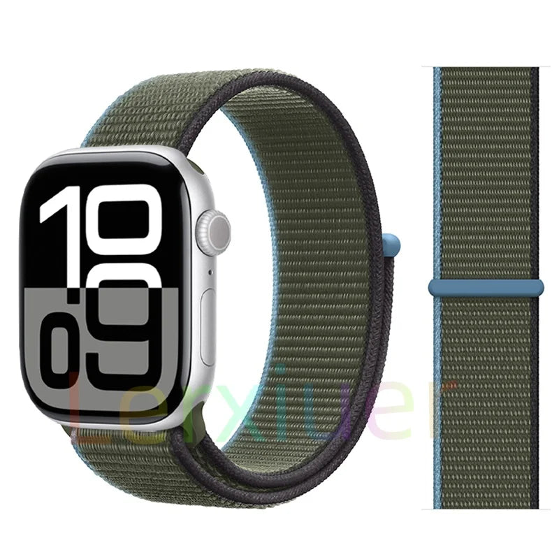 适用于 Apple Watch 46mm 44mm 45mm 40mm 41mm 42mm 的尼龙回环表带，适配 iWatch 系列 11 10 9 SE 8 7 6 5 4 Ultra 3 2 49mm