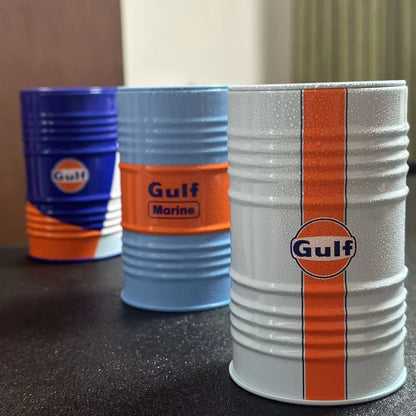 Gulf Oil Racing Car Micro Model Tin Box Scene Desk Ornament Storage Tank Home Garden Decorative Crafts for Collectors Gift