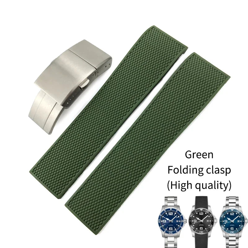 Bracelet de montre en caoutchouc fluoré en Silicone de haute qualité 19mm 20mm 21mm pour Longines hydroconquest L3 Conquest sport bracelet de montre de plongée