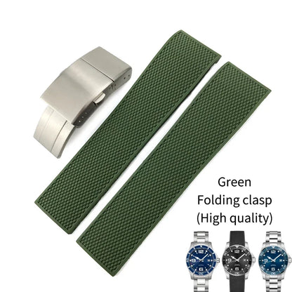 Bracelet de montre en caoutchouc fluoré en Silicone de haute qualité 19mm 20mm 21mm pour Longines hydroconquest L3 Conquest sport bracelet de montre de plongée