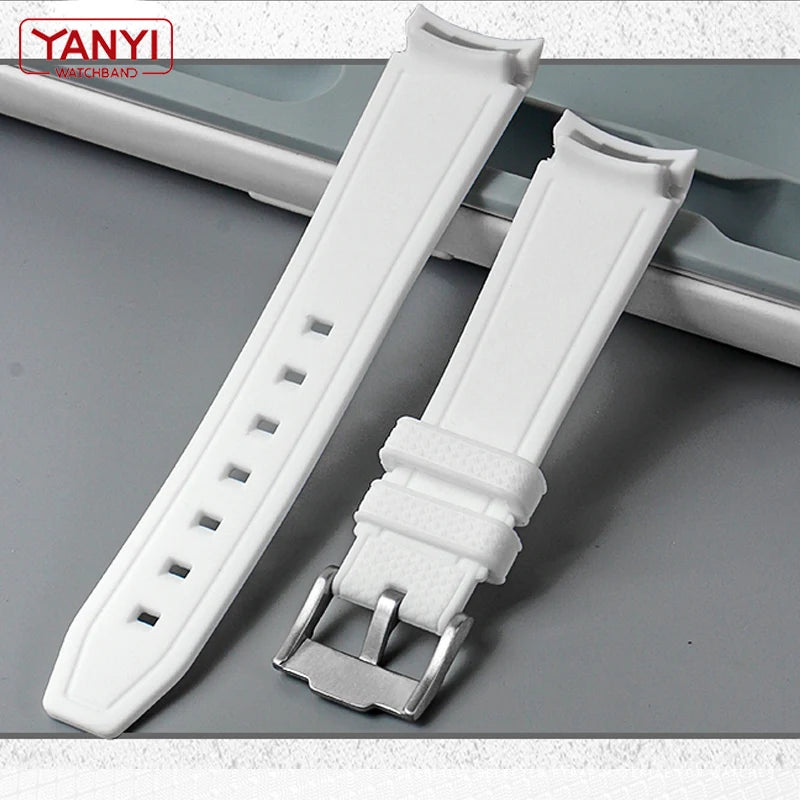 White rubber watch strap for Omega X Swatch, MoonSwatch, Constellation, waterproof, sport, watch band, curved end band, 20mm